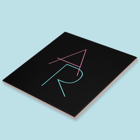 Carreau Initiales superposées modernes | Rose Turquoise No