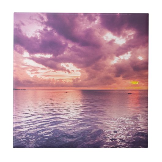 Carreau Inspiration du coucher de soleil sur l'océan (Devant)