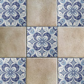 Carreau Inspiration méditerranéenne Bleu Fleur Géométrique