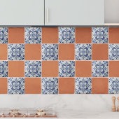 Carreau Inspiration méditerranéenne Bleu Fleur Géométrique