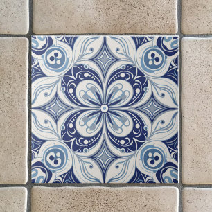 Carreau Inspiration Méditerranéenne Bloom Bleu Géométrique