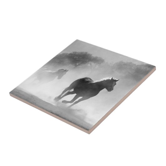 Carreau Inspirations de la nature Chevaux en noir et blanc (Côté)