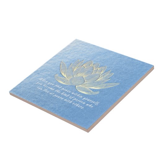 Carreau Instructeur de méditation Blue Gold Lotus Yoga (Côté)