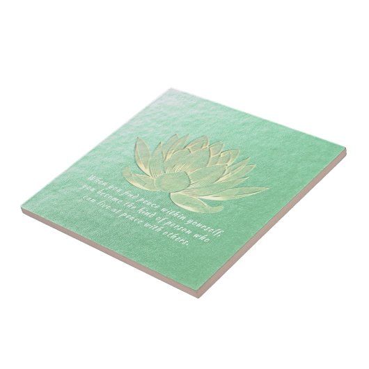 Carreau Instructeur de méditation Green Gold Lotus Yoga (Côté)