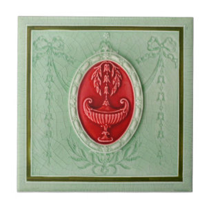 Carreau Inton Néoclassique LtGreen 1890 Faux Relief Repro