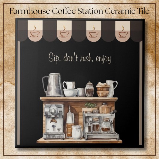 Carreau Invitation Décorative de Station de Café de Ferme 