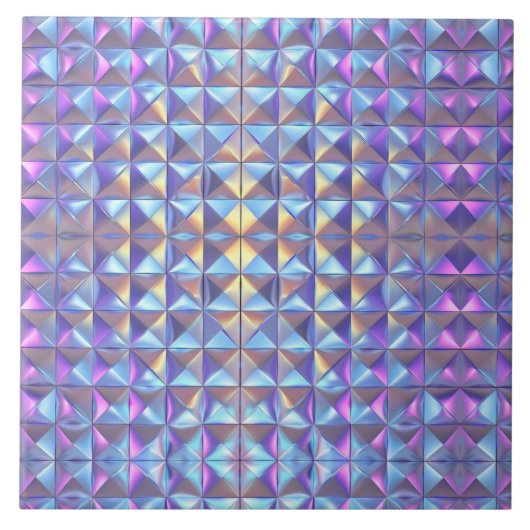 Carreau Iridescendance en or, bleu et violet géométrique 2 (Devant)