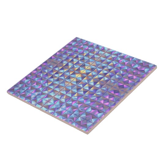 Carreau Iridescendance en or, bleu et violet géométrique 2 (Côté)