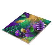 Carreau Iridescente mardi gras arrière - plan avec perles (Côté)