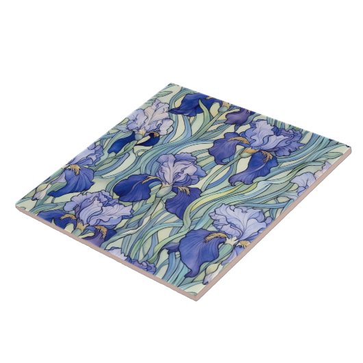 Carreau iris bleu Art Nouveau (Côté)