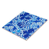 Carreau Iris de William Morris et lis, bleu de cobalt (Côté)