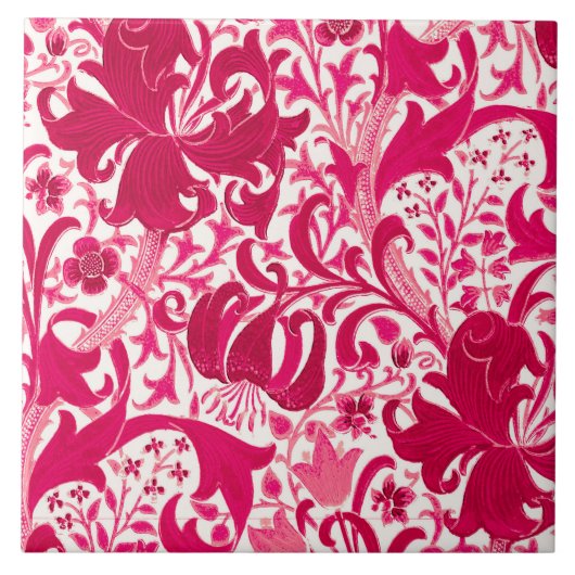 Carreau Iris de William Morris et lis, rose de fuchsia (Devant)