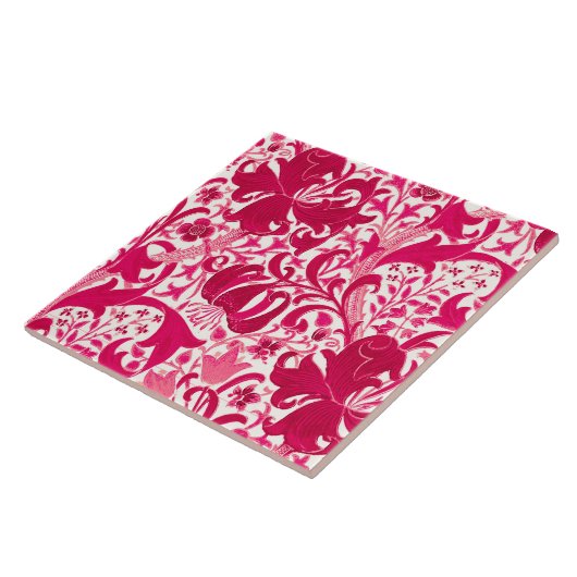 Carreau Iris de William Morris et lis, rose de fuchsia (Côté)