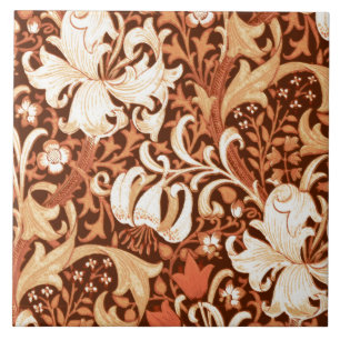 Carreau Iris et lis de William Morris, brun et Tan