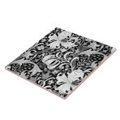 Carreau Iris et lis de William Morris, noirs et blancs (Côté)