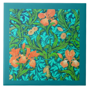 Carreau Iris, orange et turquoise de William Morris