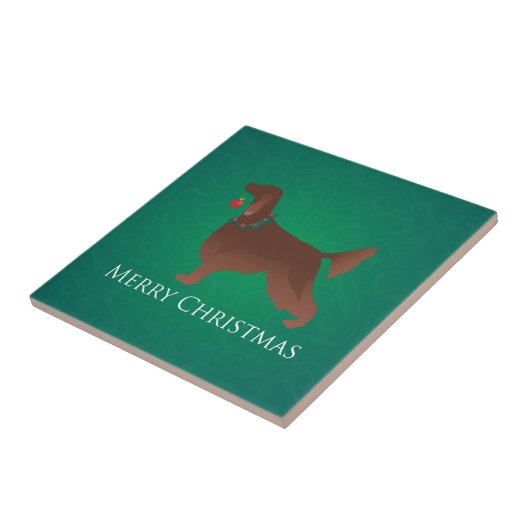 Carreau Irish Setter Chien Joyeux Noël Design (Côté)