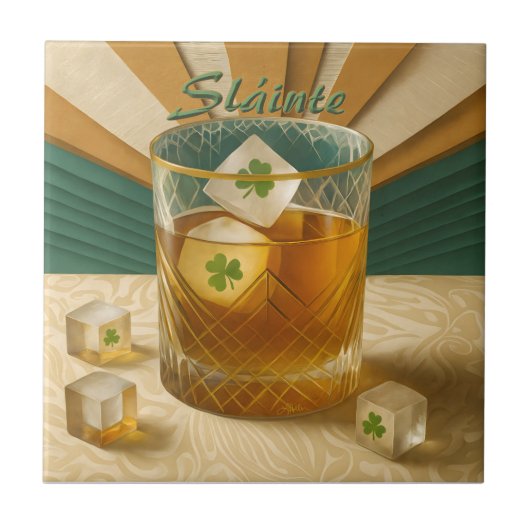 Carreau Irish Whiskey Tumbler Shamrock Ice "Sláinte!" (Devant)