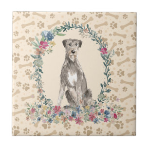 Carreau Irlandais Wolf Hound Chien Empreinte de patte Flor
