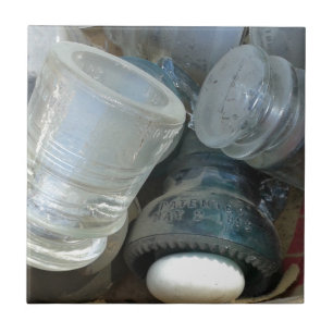 Carreau Isolateurs en verre vintage et une poignée de port