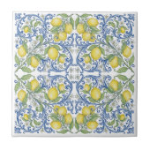 Carreau Italian Lemon Citrus Blue Majolica Tile Pattern (Devant)