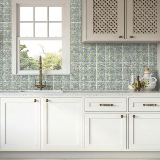 Carreau Italian Lemon Citrus Blue Majolica Tile Pattern