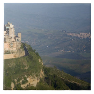 Carreau Italie, Sicile, Enna, vue de la ville depuis Rocca