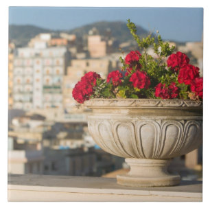 Carreau Italie, Sicile, Termini Imerese, Vue & Fleurs