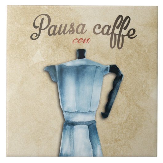 Carreau Italien Moka Café Pot Aquarelle Art (Devant)