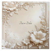 Carreau Ivory Flowers Ceramic Tile (Devant)
