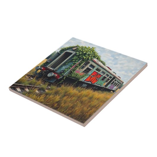 Carreau Ivy and Graffiti Covered Abandoned Train (Côté)