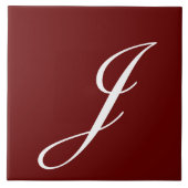 Carreau J Monogramme Blanc initial sur Maroon (Devant)