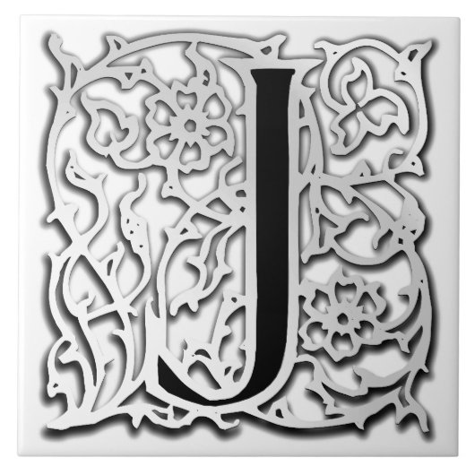 Carreau J Monogramme "Silver Besque" Carrelage en céramiqu (Devant)