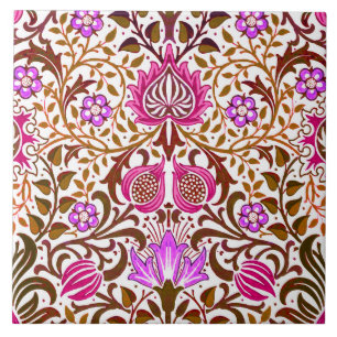 Carreau Jacobean Floral Damask, rose, violet et Brown
