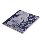 Carreau Jacobean Rabbit Oiseaux Fleurs Bleu Blanc Bas L (Côté)