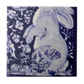Carreau Jacobean Rabbit Oiseaux Fleurs Bleu Blanc Bas R (Devant)