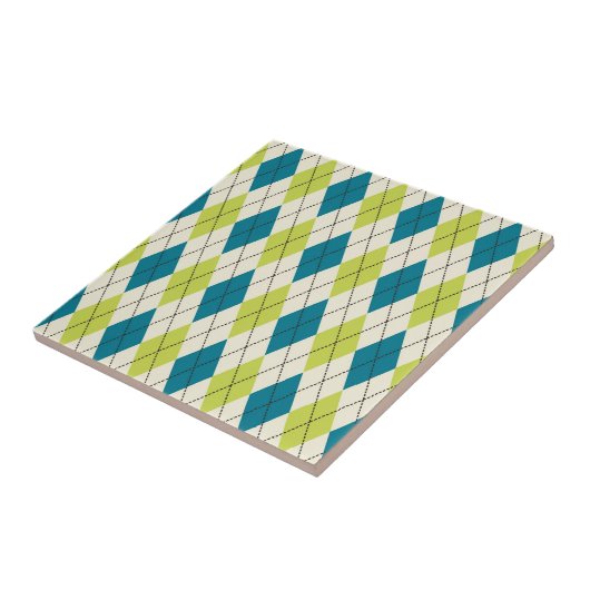 Carreau Jacquard Bleu Et Vert (Côté)