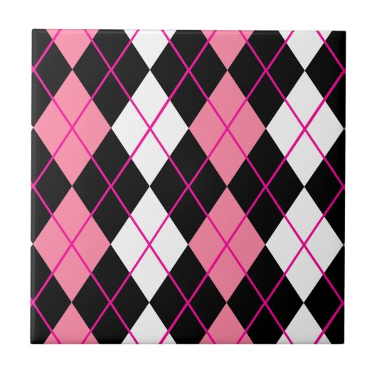 Carreau Jacquard rose noir blanc Diamant Design (Devant)