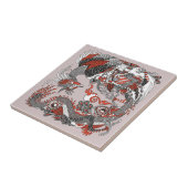 Carreau Jade Dragon et Gold Phoenix jouant avec une perle  (Côté)