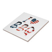 Carreau J'adore le barbecue, patriotique américain (Côté)