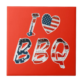 Carreau J'adore le barbecue, patriotique américain