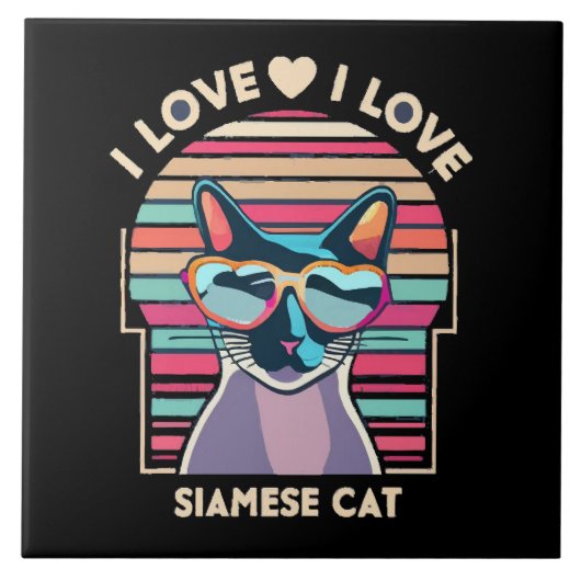 Carreau J'adore le chat siamois (Devant)