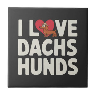 Carreau J'adore les dachshunds mignon dessin animé