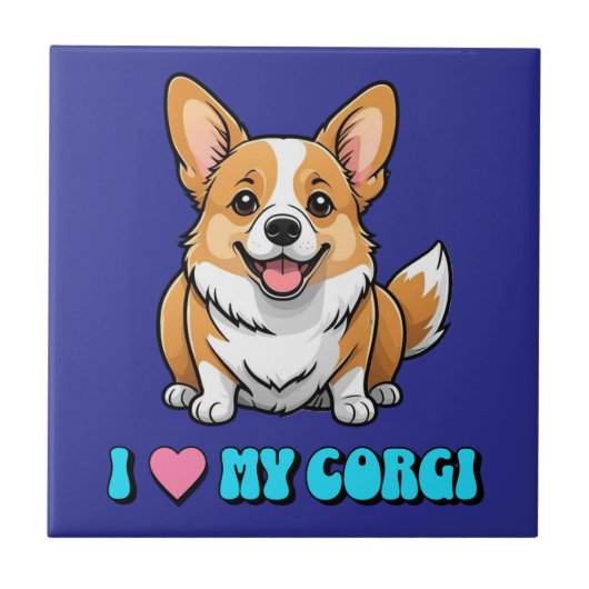 Carreau J'adore mon Corgi (Devant)