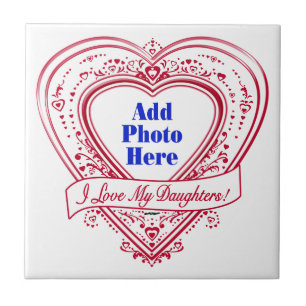 Carreau J'ai Love My Daughters ! Photo Red Hearts