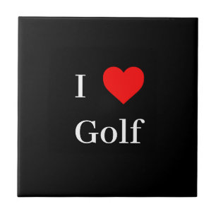 Carreau J'aime Golf Typographie & Red Heart Black