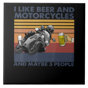 Carreau J'Aime La Bière Et Les Motocyclettes - Cadeaux De