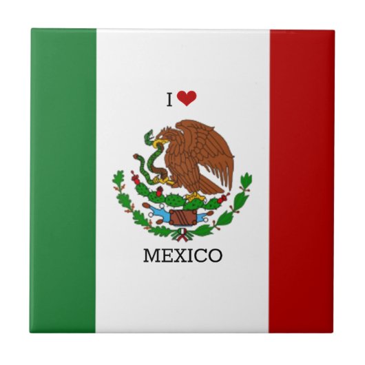 Carreau j'aime le mexique - drapeau mexicain, (Devant)