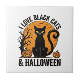 Carreau J'aime les chats noirs Halloween Vintage Shirt Des