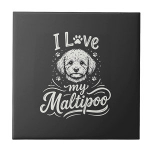 Carreau J'aime mon amoureux de chien Maltipoo